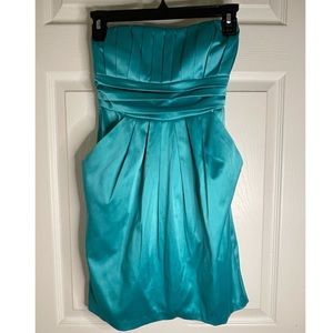 Sm strapless teal dress with pockets